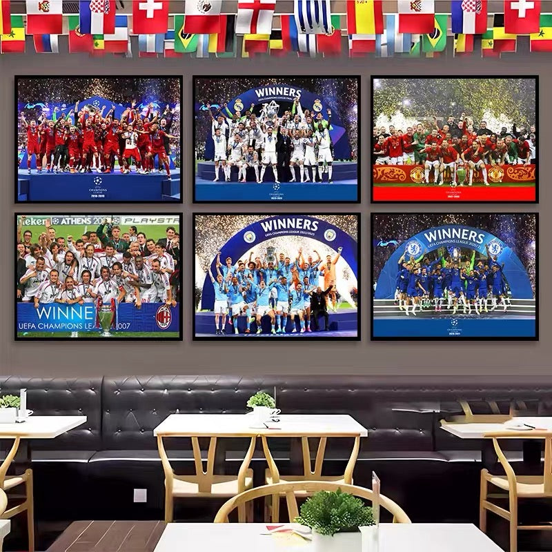 Real Madrid, Barcelona, Manchester United, Liverpool - Champions League Wall Art