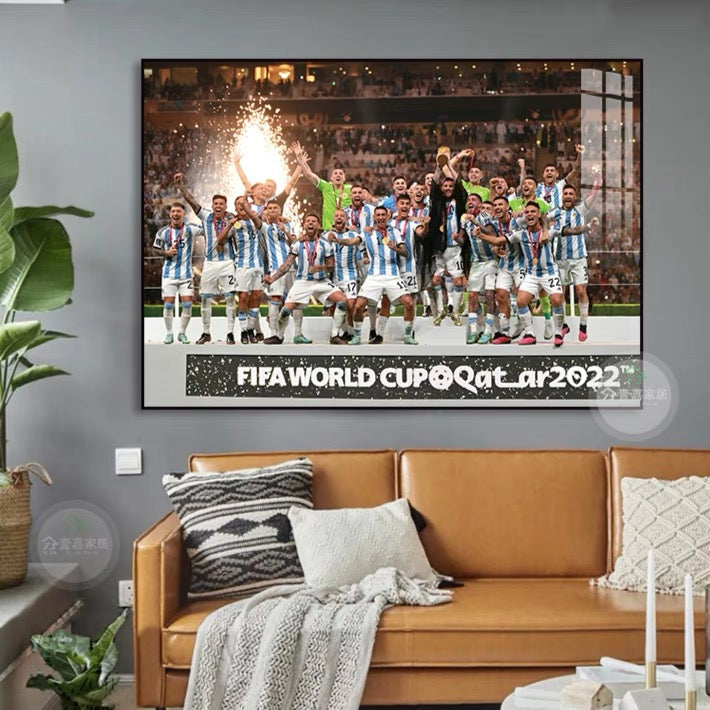 Lionel Messi 2022 World Cup Trophy Celebration Wall Art
