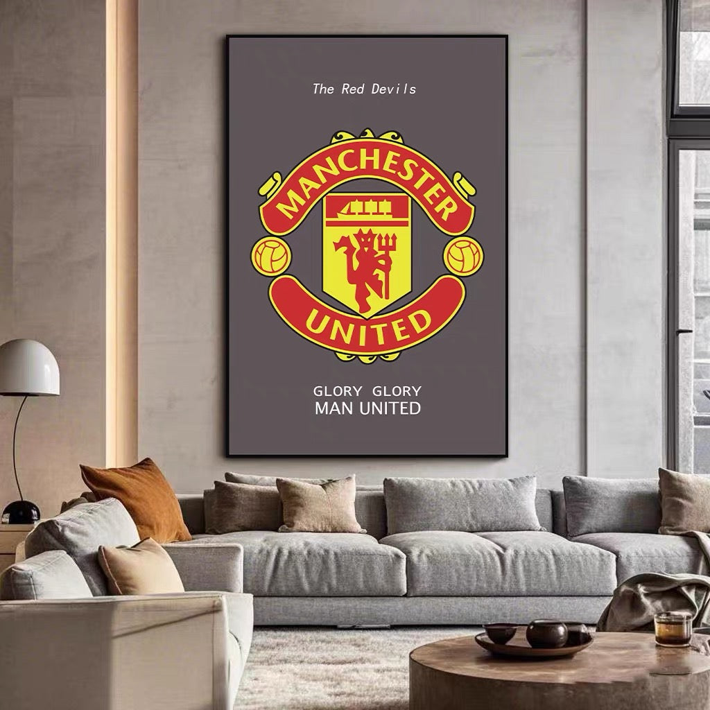 Football Club Crests — United, Milan, Barcelona & Madrid Wall Art
