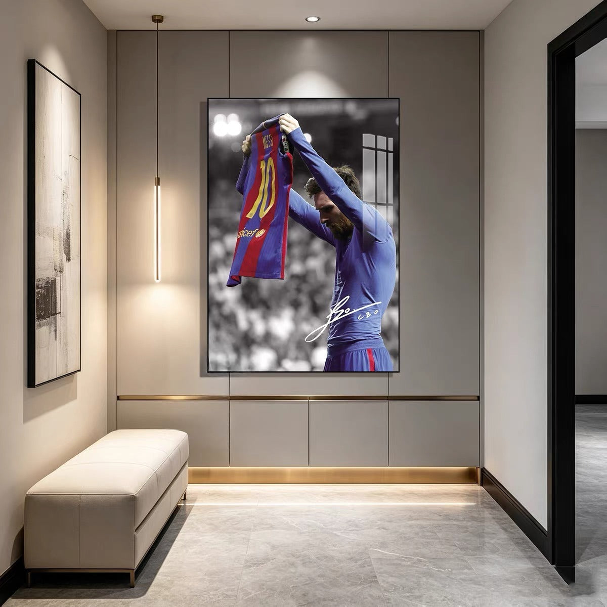 Lionel Messi 2022 World Cup Trophy Lift Wall Art